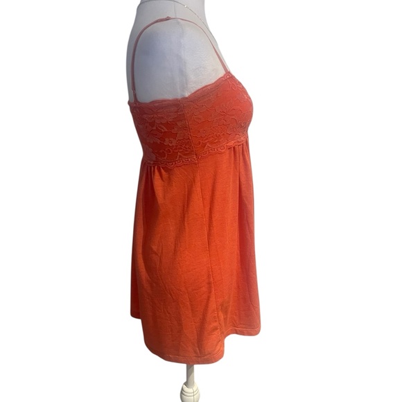 Y2K Orange Lace Babydoll Top Size L – Fall Aesthetic Retro Style - Picture 5 of 8